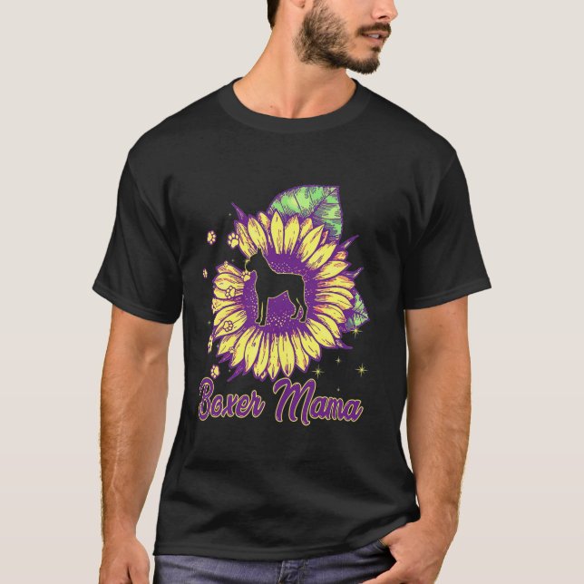 Boxer Dog Mum Tee Boxer Mama Sunflower  (Front)