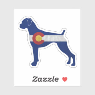 Boxer Dog Natural Ears Colorado Flag Silhouette