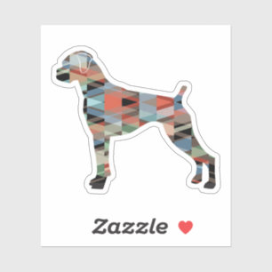 Boxer Dog Natural Ears Geo Silhouette Plaid