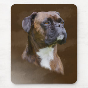 Boxer Dog Oil Painting Art Portrait Mouse Mat