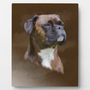 Boxer Dog Oil Painting Art Portrait Plaque