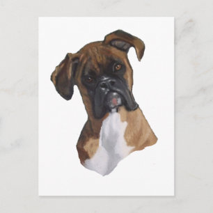 Boxer: Dog: Oil Pastel: Freehand Art Illustration Postcard