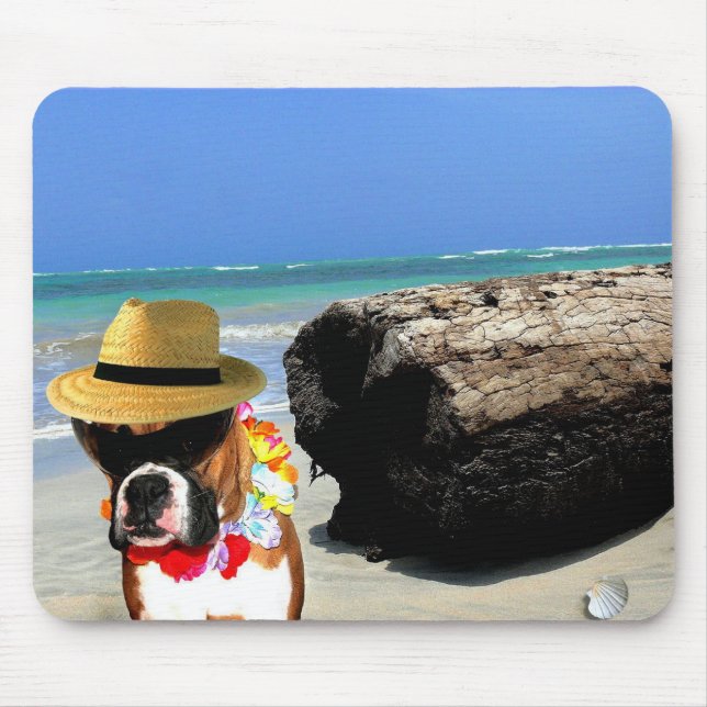 boxer dog on the beach mousepad (Front)