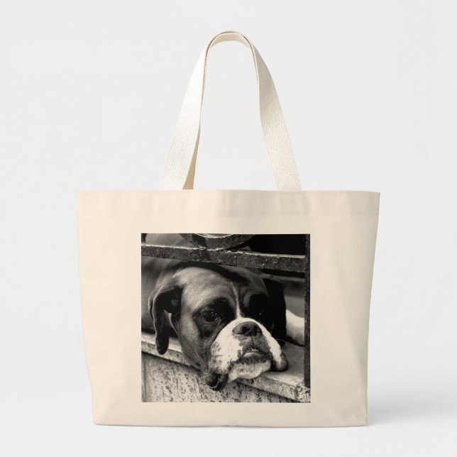 Boxer Dog On Windowsill jtcna Large Tote Bag (Front)