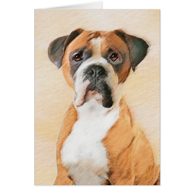 Boxer Dog Painting Uncropped Original Animal Art (Front)