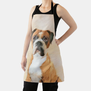 Boxer Dog Painting Uncropped Original Animal Art Apron