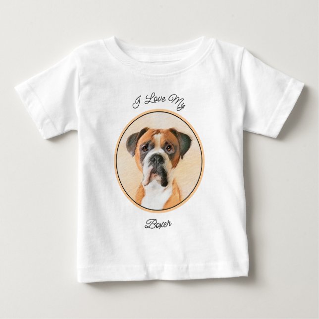 Boxer Dog Painting Uncropped Original Animal Art Baby T-Shirt (Front)