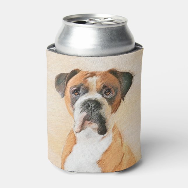 Boxer Dog Painting Uncropped Original Animal Art Can Cooler (Can Front)