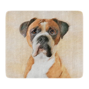 Boxer Dog Painting Uncropped Original Animal Art Cutting Board