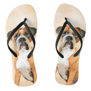 Boxer Dog Painting Uncropped Original Animal Art Flip Flops
