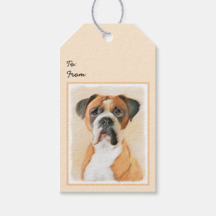 Boxer Dog Painting Uncropped Original Animal Art Gift Tags