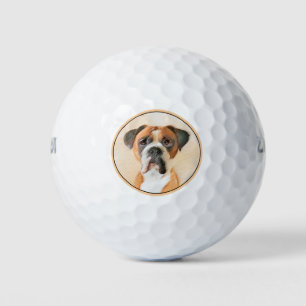 Boxer Dog Painting Uncropped Original Animal Art Golf Balls