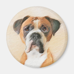 Boxer Dog Painting Uncropped Original Animal Art Magnet