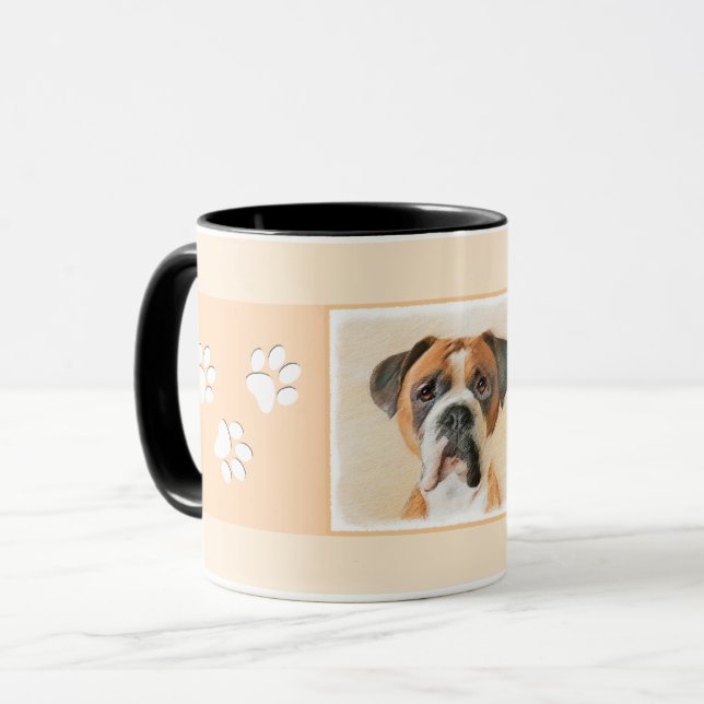 Boxer Dog Painting Uncropped Original Animal Art Mug (Front Left)