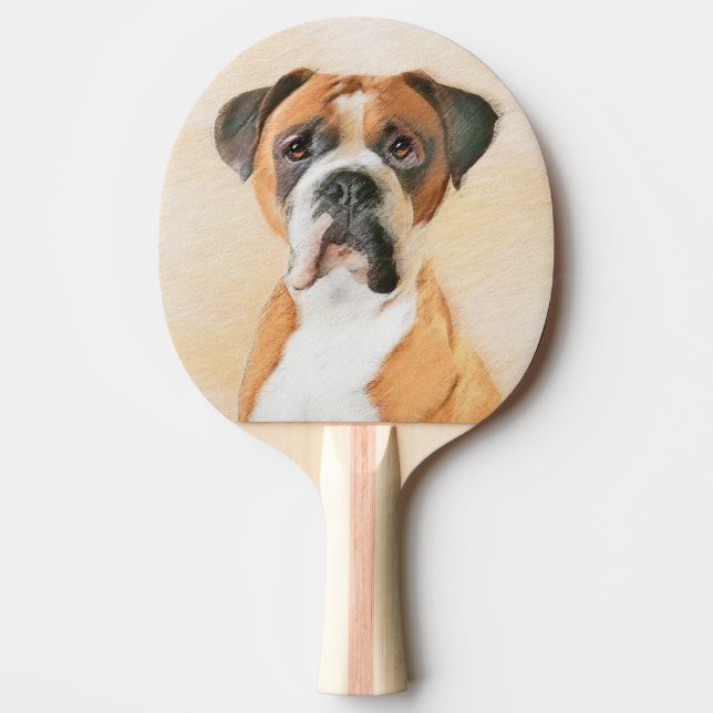Boxer Dog Painting Uncropped Original Animal Art Ping Pong Paddle (Front)