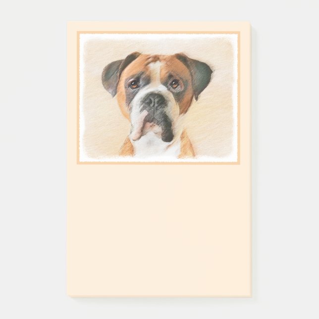 Boxer Dog Painting Uncropped Original Animal Art Post-it Notes (Front)