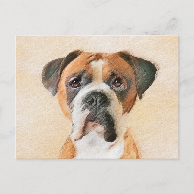 Boxer Dog Painting Uncropped Original Animal Art Postcard (Front)