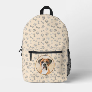 Boxer Dog Painting Uncropped Original Animal Art Printed Backpack