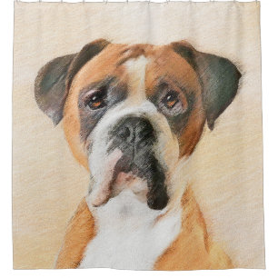 Boxer Dog Painting Uncropped Original Animal Art Shower Curtain
