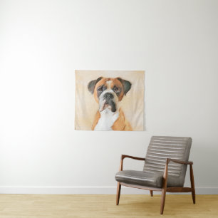 Boxer Dog Painting Uncropped Original Animal Art Tapestry