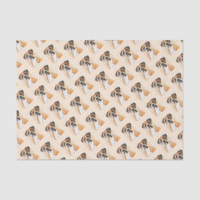 Boxer Dog Painting Uncropped Original Animal Art Tissue Paper (Front)