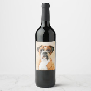 Boxer Dog Painting Uncropped Original Animal Art Wine Label