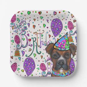 Boxer Dog Paper Plate