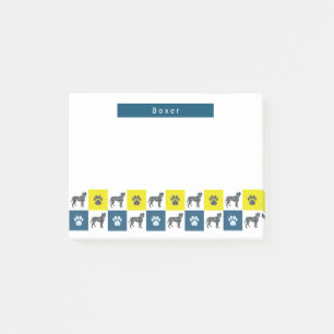 Boxer Dog & Paw Yellow & Blue Grid Lines Post-it Notes