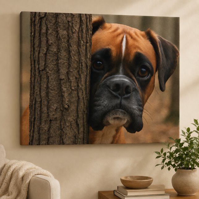 Boxer Dog Peek a Boo Canvas Print (Creator Uploaded)