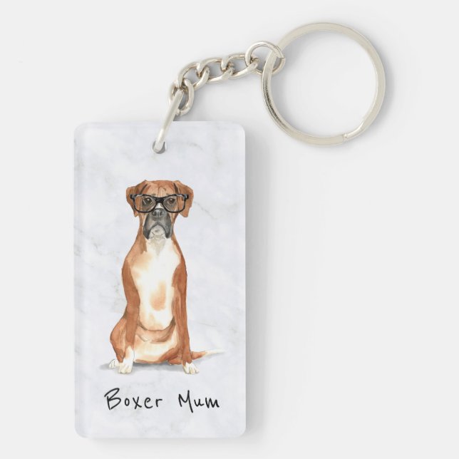 Boxer Dog personalised Acrylic Key Ring (Back)