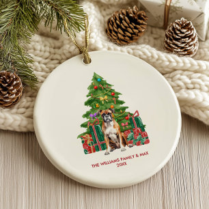 Boxer Dog Personalised Christmas Ceramic Tree Decoration