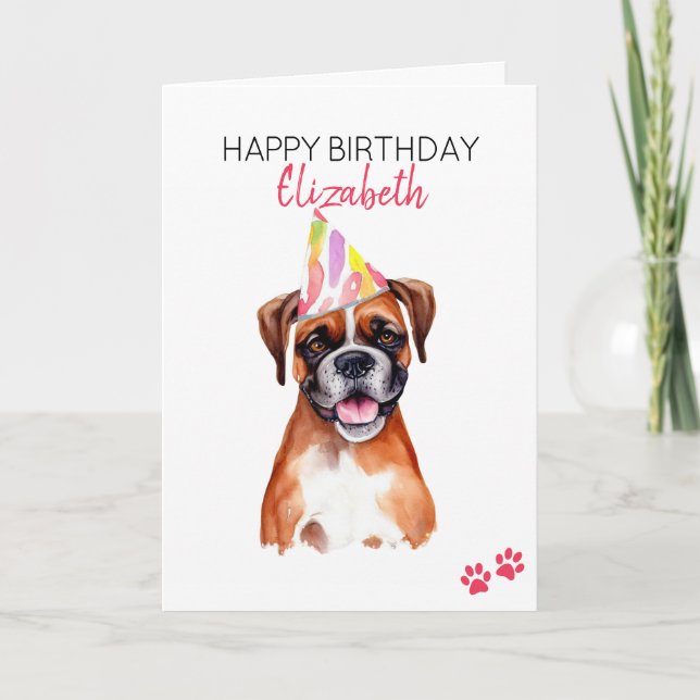 Boxer Dog Personalised Happy Birthday  Card (Front)