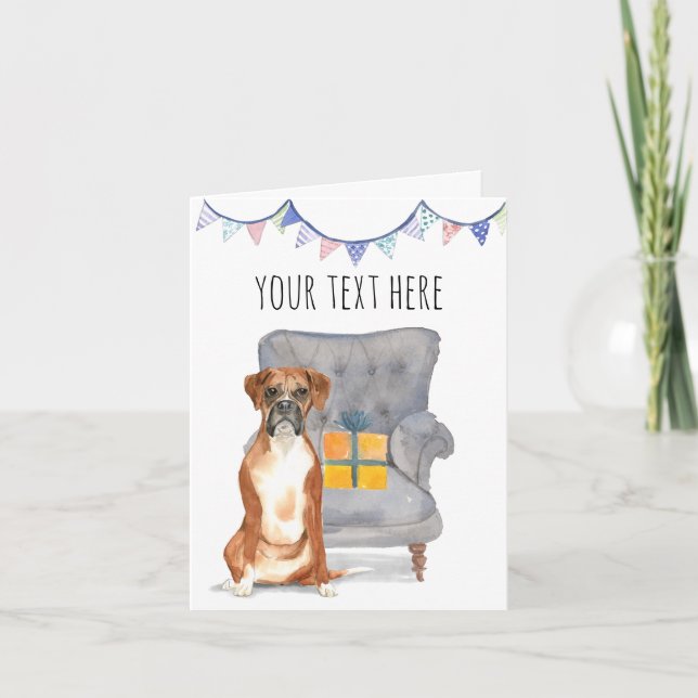Boxer Dog Personalised Text Greeting Card (Front)
