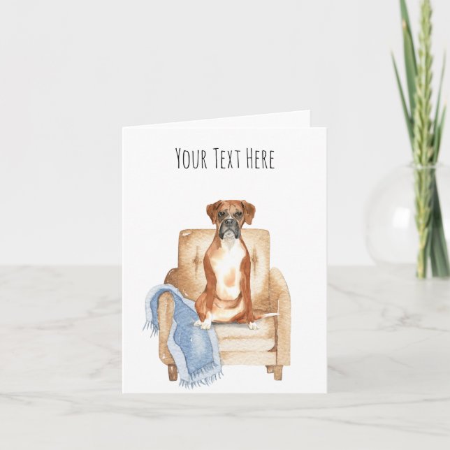 Boxer Dog Personalised Text Greeting Card (Front)