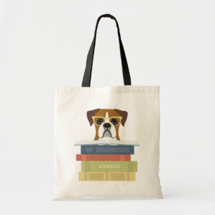 Boxer Dog Pink Cirlce Tote Bag