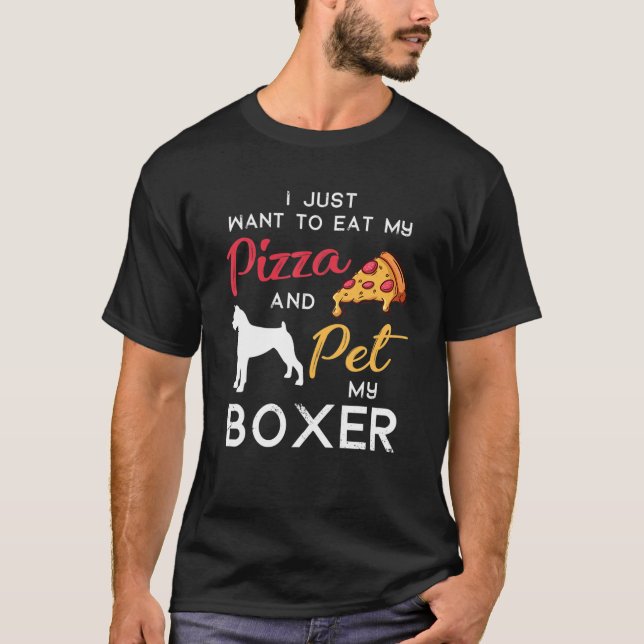 Boxer Dog Pizza Lover Owner Christmas Birthday Gif T-Shirt (Front)