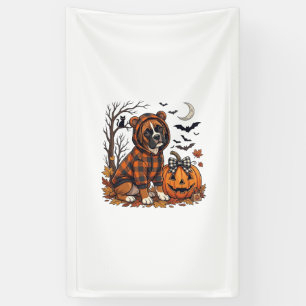 Boxer Dog Plaid Hoodie Halloween Pumpkin Bats_1 Banner