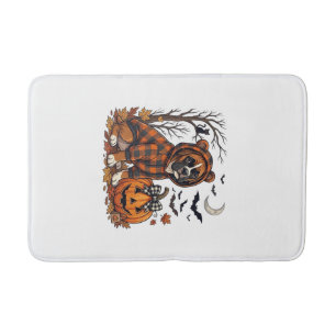 Boxer Dog Plaid Hoodie Halloween Pumpkin Bats_1 Bath Mat
