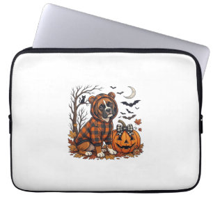 Boxer Dog Plaid Hoodie Halloween Pumpkin Bats_1 Laptop Sleeve