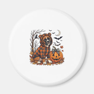 Boxer Dog Plaid Hoodie Halloween Pumpkin Bats_1 Magnet