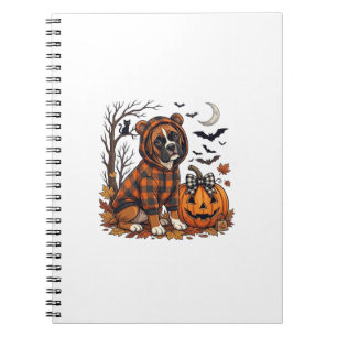 Boxer Dog Plaid Hoodie Halloween Pumpkin Bats_1 Notebook