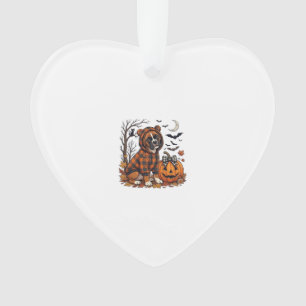 Boxer Dog Plaid Hoodie Halloween Pumpkin Bats_1 Ornament