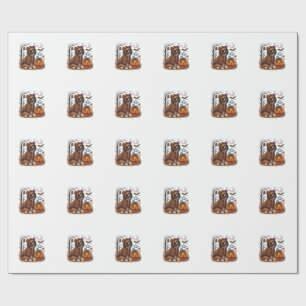 Boxer Dog Plaid Hoodie Halloween Pumpkin Bats_1 Wrapping Paper