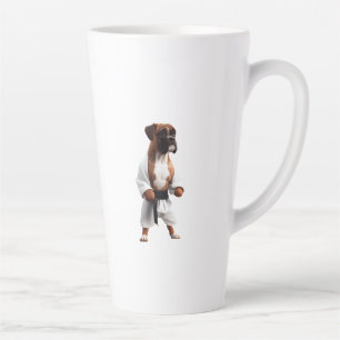 Boxer Dog Play Karate, Boxer Dog Karate Player Latte Mug
