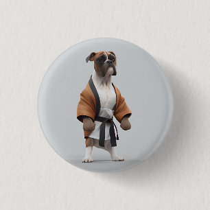 Boxer Dog Play Karate, Karate Champion Boxer Dog 3 Cm Round Badge