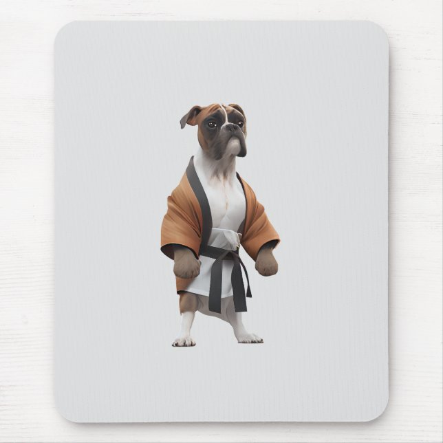 Boxer Dog Play Karate, Karate Champion Boxer Dog C Mouse Mat (Front)