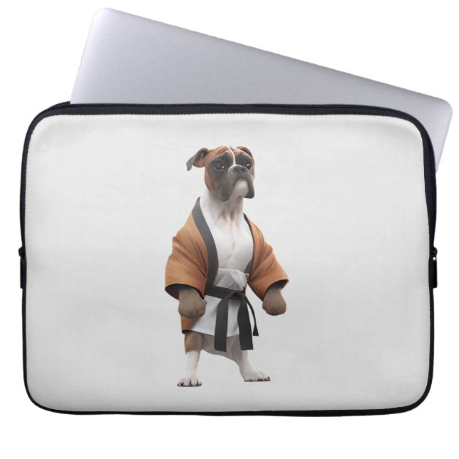 Boxer Dog Play Karate, Karate Champion Boxer Dog Laptop Sleeve (Front)