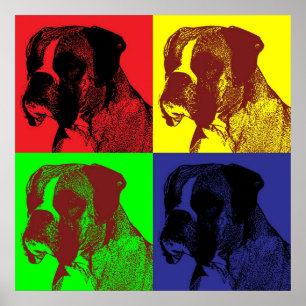 Boxer Dog Pop Art Style Poster