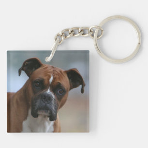 Boxer dog Portrait Double-Sided Keychain