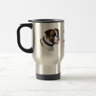 Boxer dog portrait photo travel mug